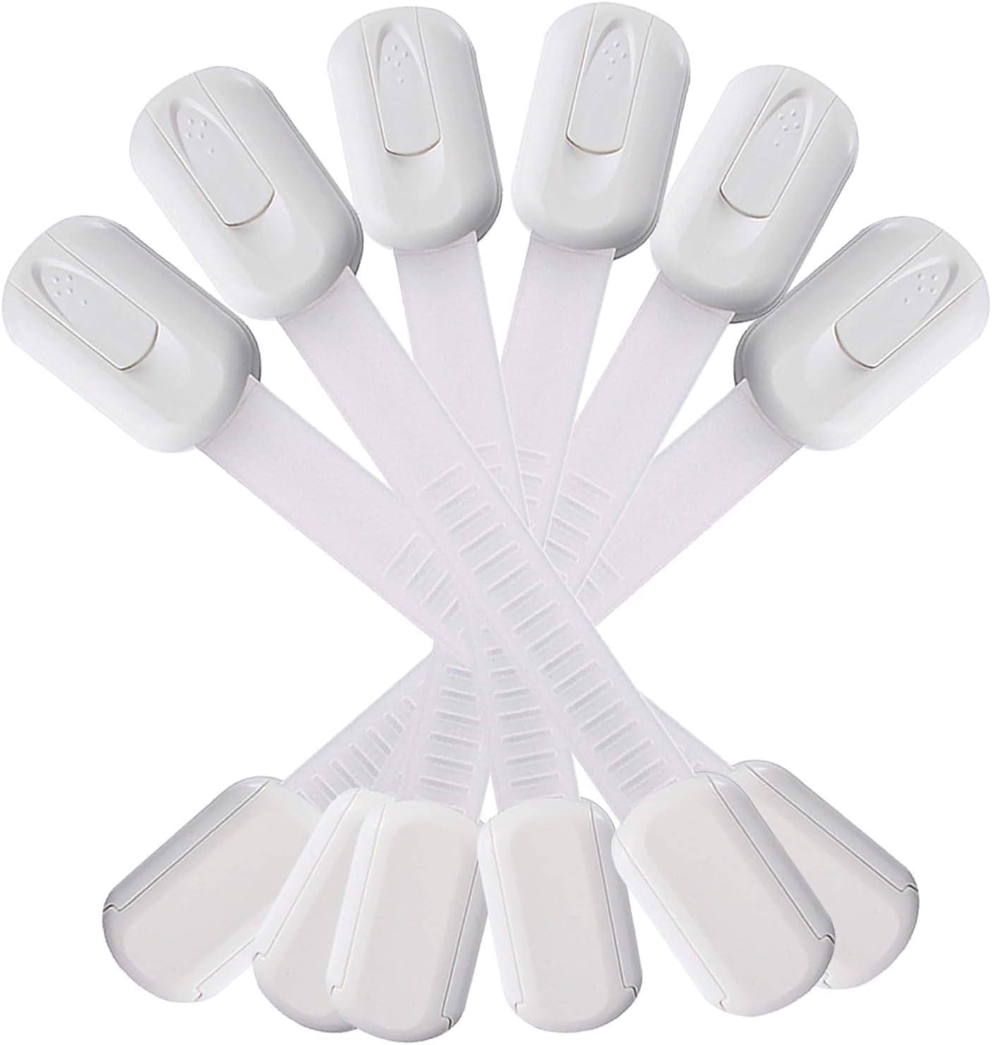 Swekid Child Safety Cabinet Locks (8-pack) Baby Profing - Safe Quick and Easy 3M Adhesive - Adjustable Cabinet Drawer Door Latches for Furniture Fridge Ovens Toilet Seats, No Drilling Required