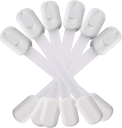 Swekid Child Safety Cabinet Locks (8-pack) Baby Profing - Safe Quick and Easy 3M Adhesive - Adjustable Cabinet Drawer Door Latches for Furniture Fridge Ovens Toilet Seats, No Drilling Required
