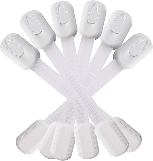 Swekid Child Safety Cabinet Locks (8-pack) Baby Profing - Safe Quick and Easy 3M Adhesive - Adjustable Cabinet Drawer Door Latches for Furniture Fridge Ovens Toilet Seats, No Drilling Required