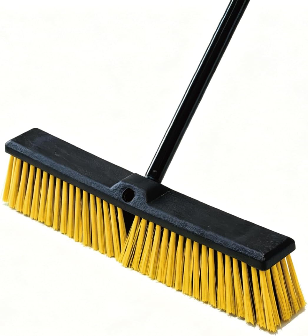 Push Broom for Outdoor - 18" Heavy Duty Broom with 63" Long Handle Outdoor Broom for Deck,Driveway,Garage,Yard,Deck,Patio,Warehouse,Concrete