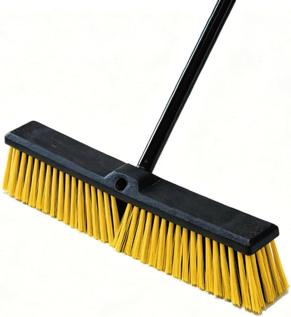 Push Broom for Outdoor - 18" Heavy Duty Broom with 63" Long Handle Outdoor Broom for Deck,Driveway,Garage,Yard,Deck,Patio,Warehouse,Concrete