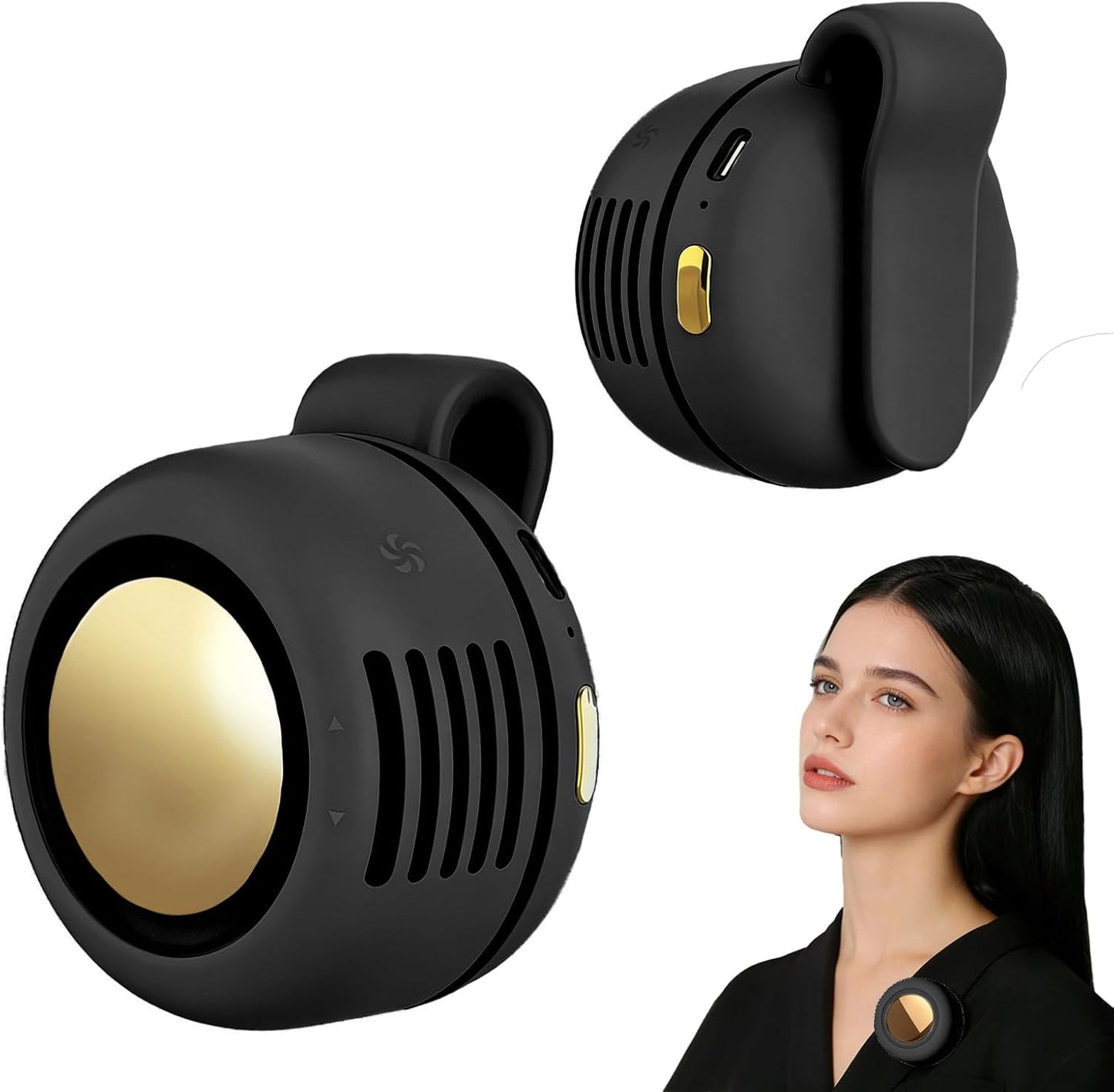 Portable Fan,2-in-1 Waist Clip On Bladeless, Ultra-Quiet Mini Personal Neck Fan 3 Speeds with 360°Adjustable Clip USB Rechargeable for Hiking,Office & Outdoor