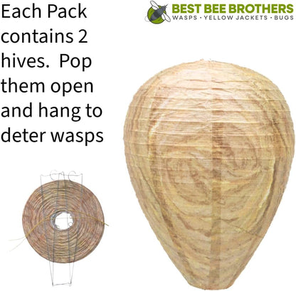 Best Bee Brothers Wasp Nest Decoy, 2 Pack | Collapsible, Fake Wasp Nest, Deterrent for Wasps and Yellowjackets