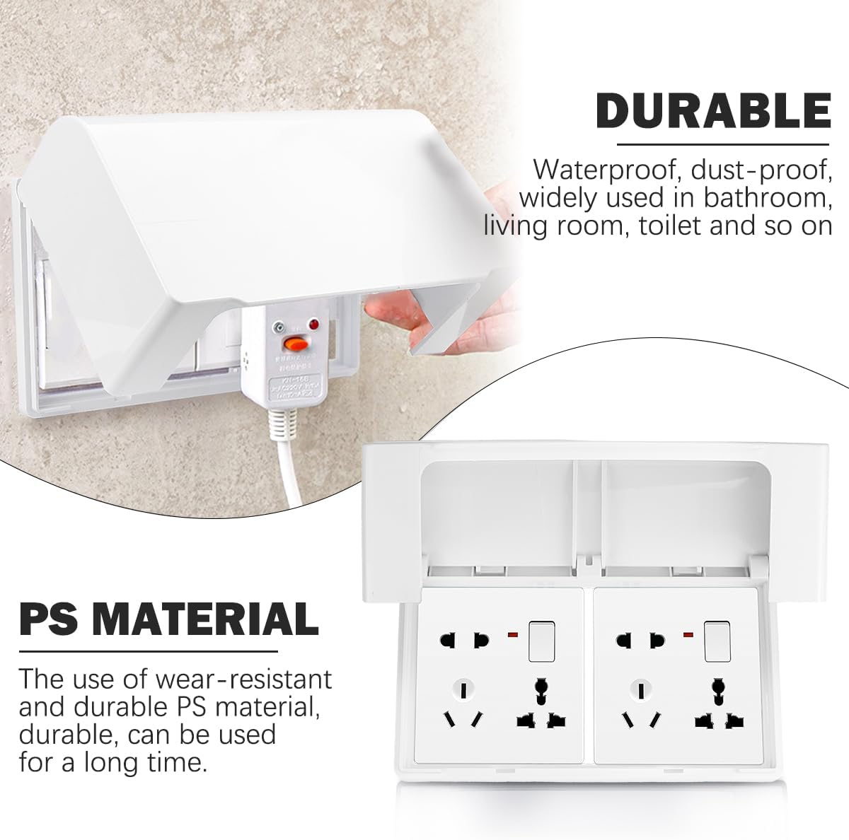 Flip Weatherproof Cover Outlet Cover, Electrical Power Outlet Cover, Wall Switch Socket Face Plate Panel Box (Black)