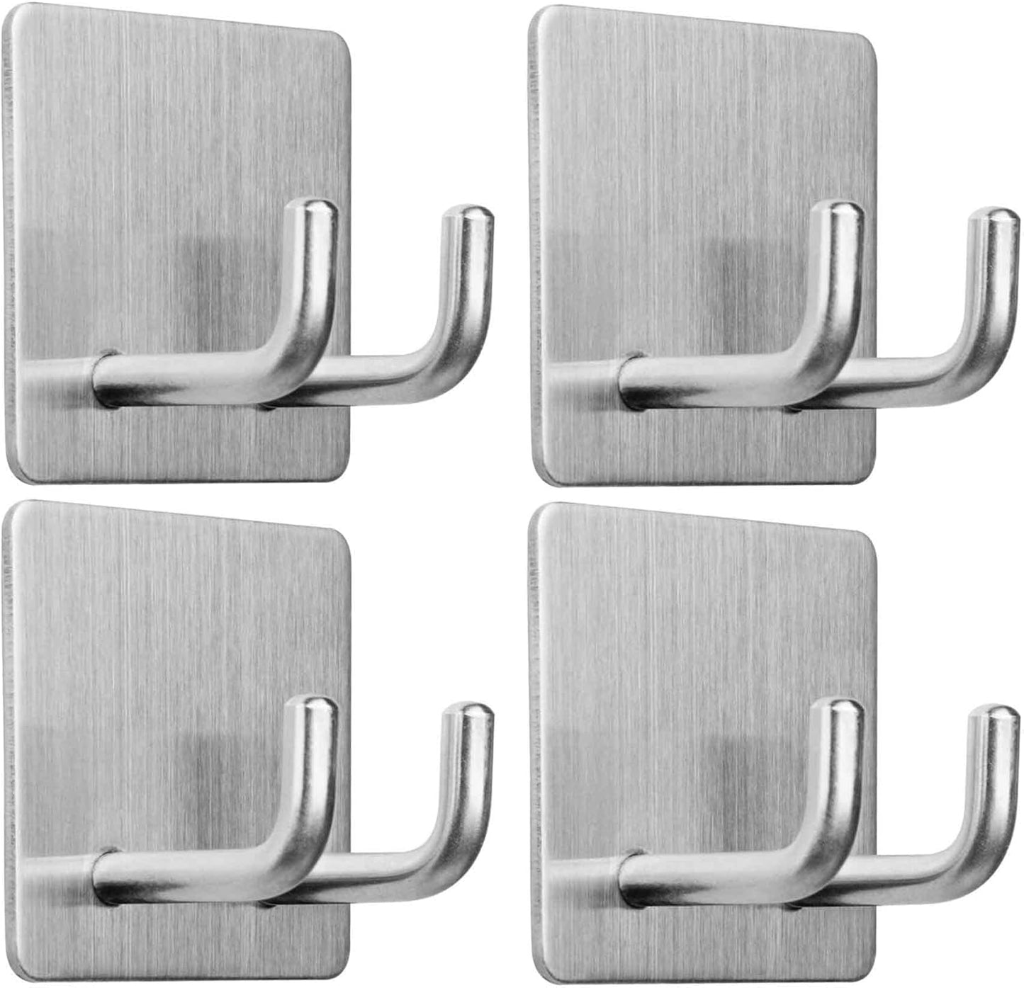 Yikla Adhesive Hooks, Bathroom Wall Towel Hooks, Black Stick Shower Razor Holder, Stainless Steel Door Hangers for Coat Loofah Robes Self Adhesive Organizer for Kitchen