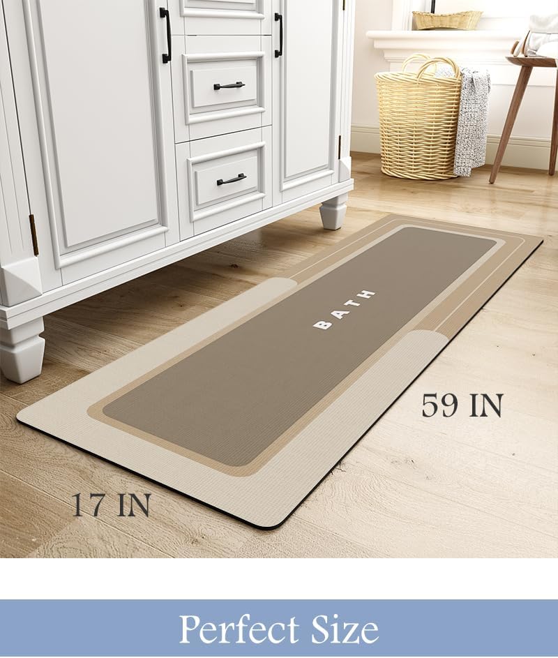 MontVoo-Bath Mat-Bathroom Mat Rug Non Slip Super Absorbent Stain Resistant Quick Dry Thin Bath Rug-Bath Mats for Bathroom Floor Bathtub Vanity-Bathmat Bath Rug Easy Care-17"x27" Grey