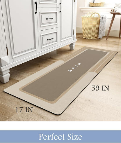 MontVoo-Bath Mat-Bathroom Mat Rug Non Slip Super Absorbent Stain Resistant Quick Dry Thin Bath Rug-Bath Mats for Bathroom Floor Bathtub Vanity-Bathmat Bath Rug Easy Care-17"x27" Grey