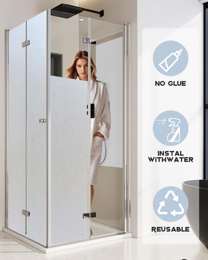 Frosted Window Film, Removable Glass Door Privacy Film, Suitable for Bathrooms, Offices, Static Cling Decorative Film, Reusable Window Stickers (Pure, 17.5X78.7 Inch)