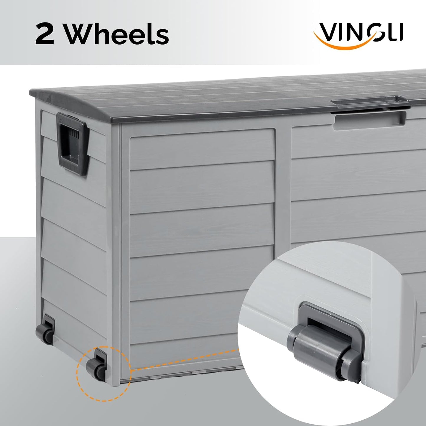 VINGLI 75 Gallon Outdoor Storage Box, Lockable Plastic Storage Containers with Lid, Patio Deck Box Furniture for Garden, Pool, Balcony, Yard (Coffee)