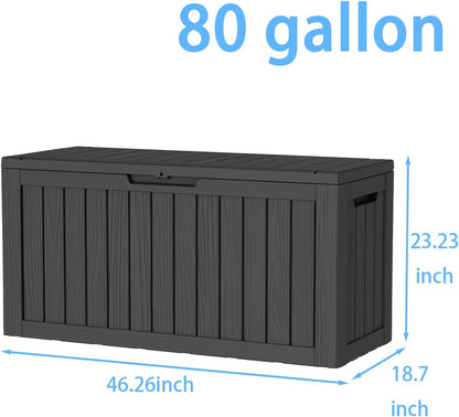 230 Gallon Large Outdoor Storage Box Waterproof, UV Resistant Resin Deck Box with Hydraulic Rod & Lockable Latch for Patio Furniture, Outside Storage Box for Garden Tools, Patio Cushions, Black