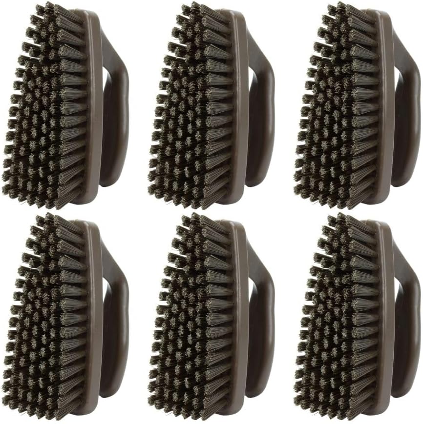 SPARTA Heavy Duty Scrub Brush, Hand Brush with Iron Shape Handle Design for Scrubbing Kitchen Pots and Pans or Bathroom Sink and Shower, 6 Inches, Black, Twin
