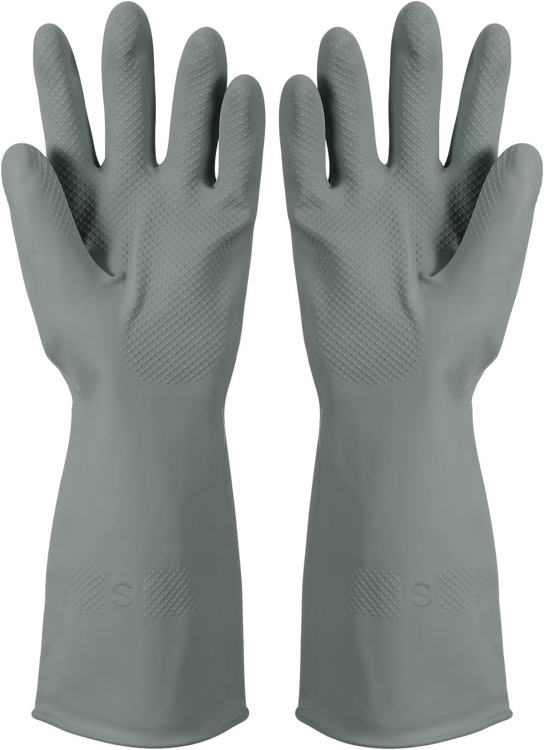 uxcell Rubber Cleaning Gloves, Reusable Household Dishwashing Long Rubber Gloves with Non-slip Grip