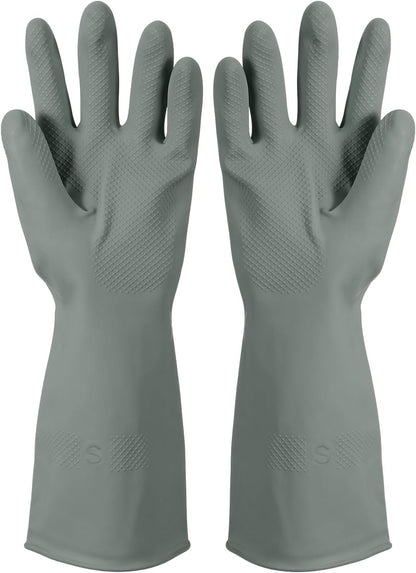 uxcell Rubber Cleaning Gloves, Reusable Household Dishwashing Long Rubber Gloves with Non-slip Grip