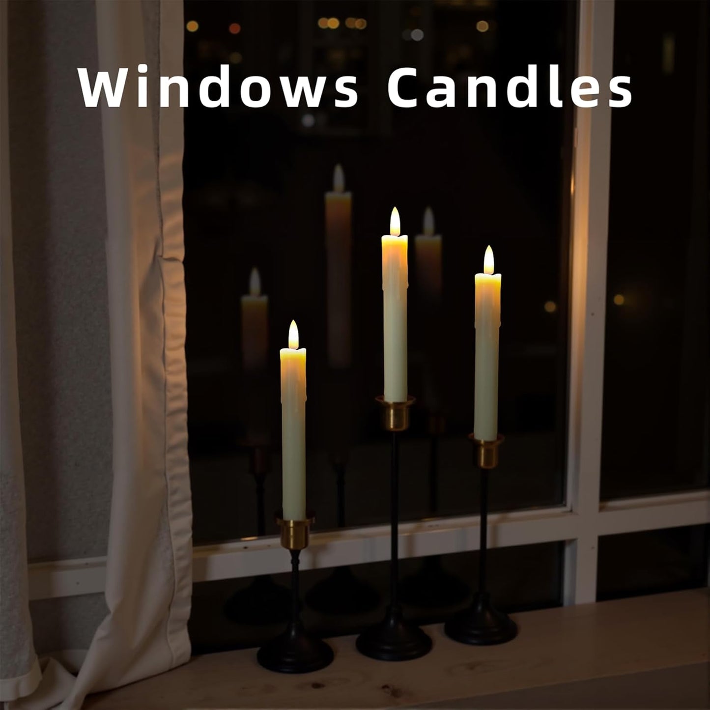 Flameless Taper Candles with Remote, 6.7 Inch Short Taper Candles Battery Operated with Flickering 3D Flame, Led Candle Sticks Safe for Windowsill Wedding Home Christmas Decor, Ivory, Set of 6