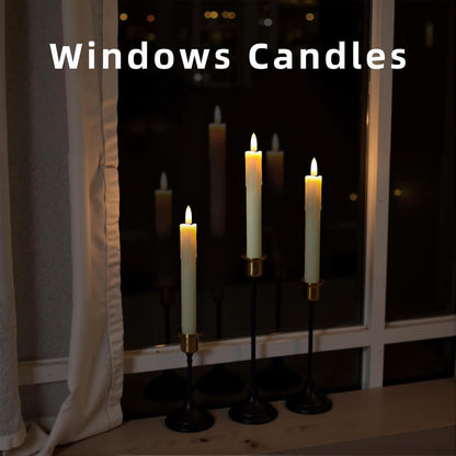 Flameless Taper Candles with Remote, 6.7 Inch Short Taper Candles Battery Operated with Flickering 3D Flame, Led Candle Sticks Safe for Windowsill Wedding Home Christmas Decor, Ivory, Set of 6