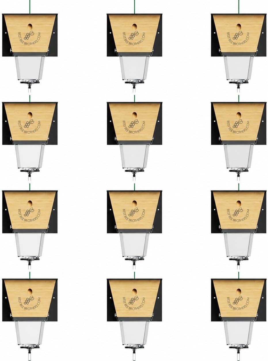 Best Bee Brothers Ultimate Pro Carpenter Bee Trap for Outside with Extra-Large, Clear External Receptacle, Internal Bee Vault & Spring-Loaded Door, 4.2” D x 5.8” W x 7.5” H (2 Pack)