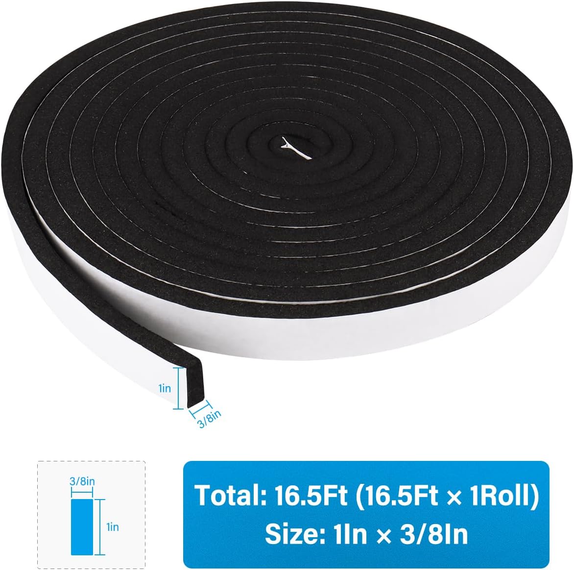 DGSL Foam Insulation Tape, 1/2In x 1/4In x 33Ft Weather Stripping Door Seal Strip for Doors and Windows,Sliding Door,Sound Proof Soundproofing Door Seal,Weatherstrip,Air Conditioning Seal Strip