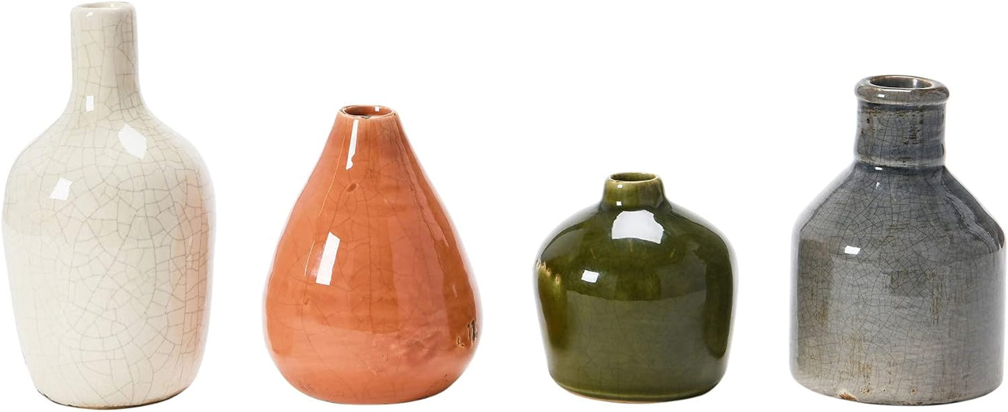 Creative Co-Op Blue & Ivory Terracotta Vases (Set of 4 Sizes)
