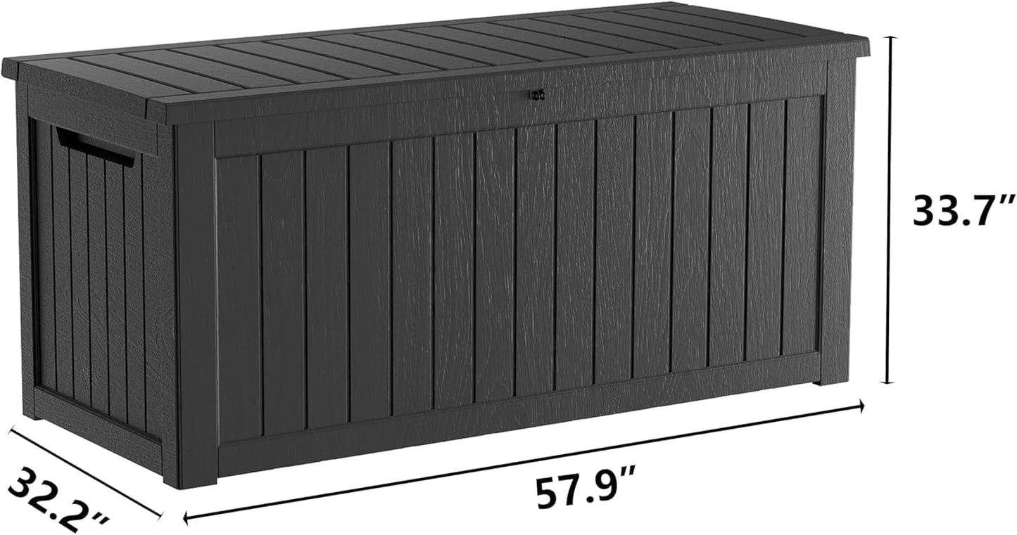 320 Gallon Outdoor Storage Box, Extra Large Waterproof Resin Deck Box with Lockable Lid Storage Bin for Patio Furniture Cushion, Garden Tools, Pool Accessories, UV-Resistant Outside, Black