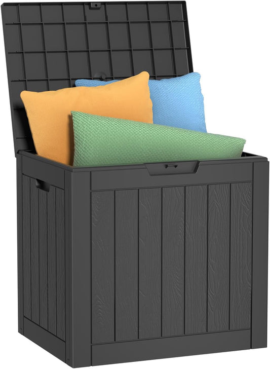 EasyUp 50 Gallon Outdoor Storage Box Waterproof Lockable Deck Boxes | UV Resistant Resin, for Garden Tools Cushions Patio Equipment, 300 lbs Capacity, Portable Design, Easy 16-Min Assembly