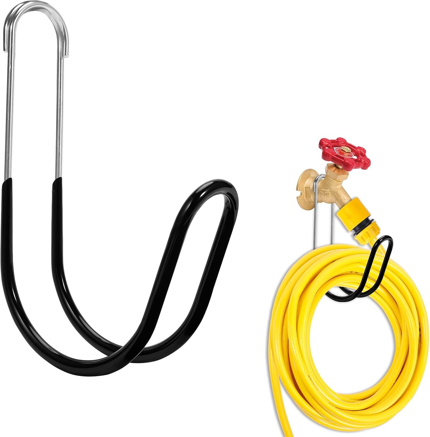 Garden Hose Storage Hook Water Hose Holder Hose Hanger,304Stainless Steel Solid Hose Hook Holds Up to 50Ft Hose Perfect for Garage, Garden,Tool Room(Matt Black 1pcs)