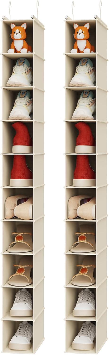 MAX Houser 10-Shelf Hanging Shoe Shelf Organizer, Hanging Shoe Storage for Closet,Pack of 2(Grey)