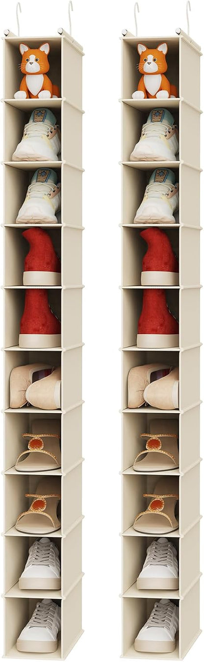 MAX Houser 10-Shelf Hanging Shoe Shelf Organizer, Hanging Shoe Storage for Closet,Pack of 2(Grey)