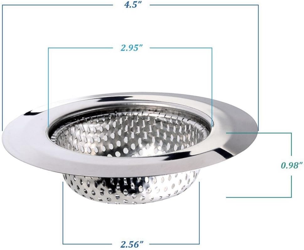 2 Pack Stainless Steel Kitchen Sink Strainer – 4.5" Wide Rim, 2.75" Basket – Rust-Resistant, Anti-Clog Drain Protector for Kitchen, Laundry & Utility Sinks