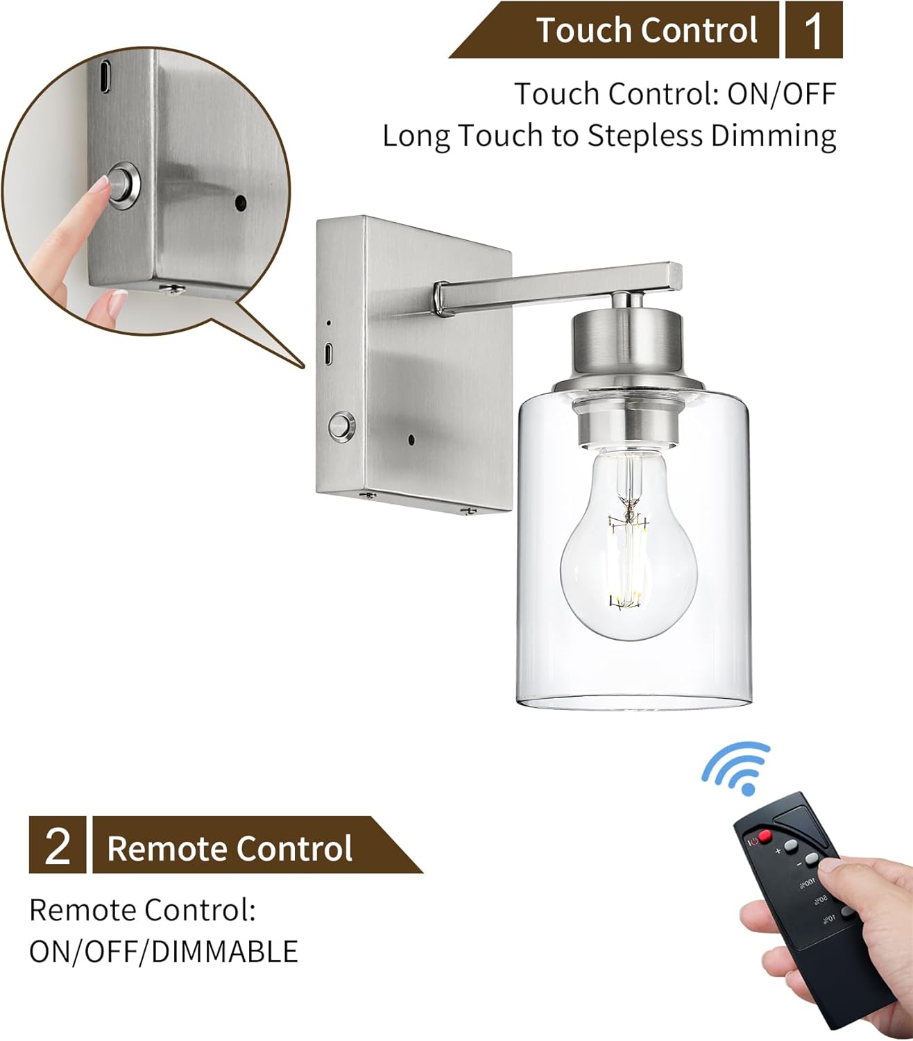 Battery Operated Wall Sconce Set of 2, Black Rechargeable Wall Lights with Timer Function, Easy Install Dimmable Wireless Wall Lamps Sconces Wall Decor for Living Room Bedroom Hallway, Emergency 3000K