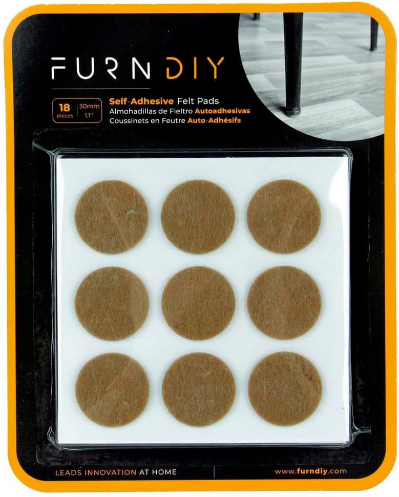 Furndiy Felt Furniture Pads for Hardwood Floors, Self-Adhesive Felt Pad for Chairs & Seat Legs, Easy Slide, Anti Scratch, Noise Stopper, Bumper & Buffer, Floor Protection - Based in USA - 0.8'' Black