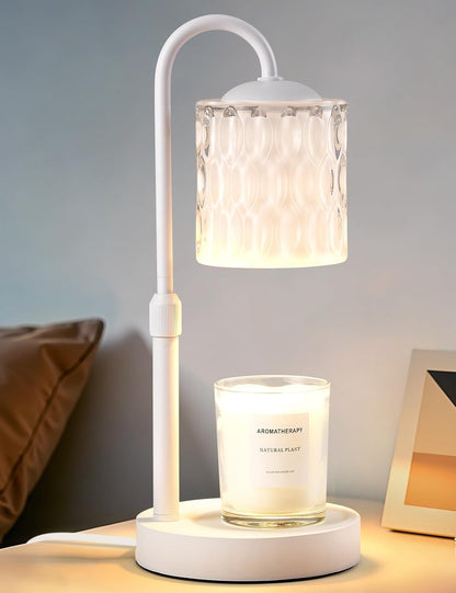 Briever Dimmable Candle Warmer Lamp with Timer, Height Adjustable Electric Candle Wax Warmer, Christmas Birthday Gifts for Women Mom, House Warming Gifts New Home Room Decor, Walnut Solid Wood Base