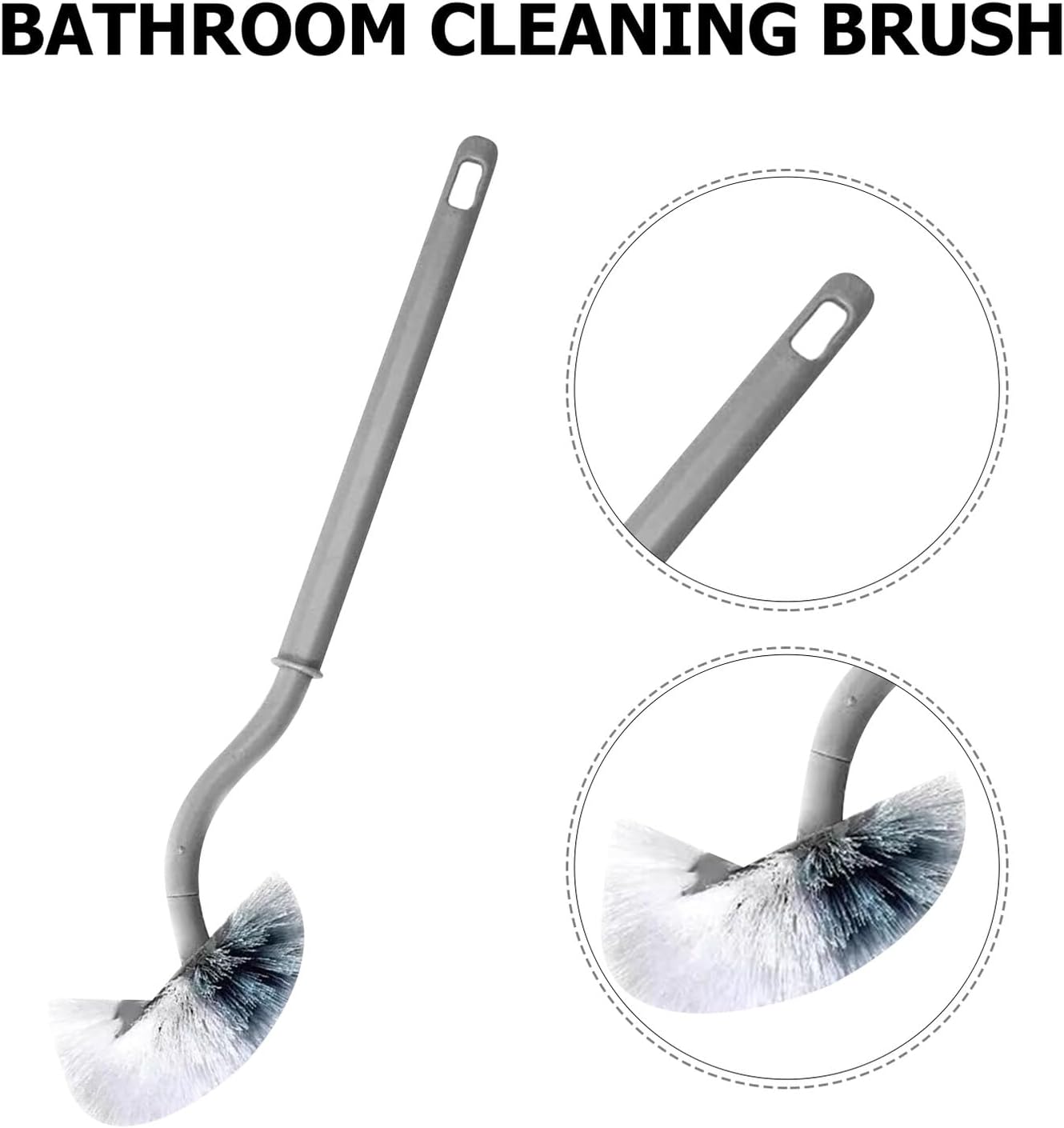 BESTonZON 5pcs Curved Handle Toilet Bowl Brushes Gray – Flexible Scrub Brushes for Bathroom Cleaning, Under Rim Scrubber for Hard-to-Reach Areas, Household Toilet Cleaning Supplies