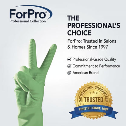 ForPro Natural Rubber Gloves, 6 Pairs Reusable Multi-Purpose Household Cleaning Gloves with Soft Inner Lining, Waterproof & Chemical-Resistant, Wild Cherry, Small