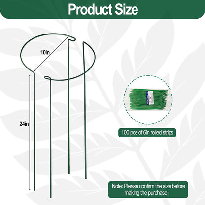 24in Tall Heavy-Duty Plant Support Stakes, 6 Pack Adjustable Peony Cages & Supports for Outdoor Plants, Large Garden Plant Stakes for Peony, Tomato
