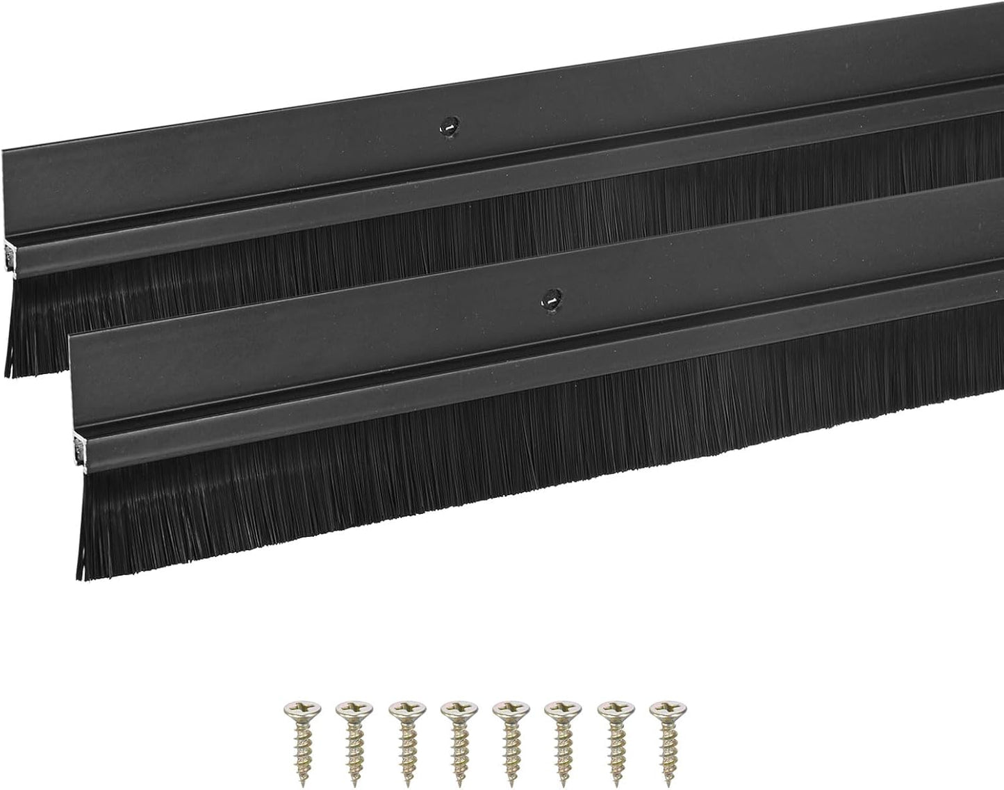 M METERXITY 2Pack Door Sweep - 39" Door Bottom Brush Heavy Duty Seal Draft Stopper Aluminum Base with 50mm Brush, Adhesive/Screw Installation for Interior/Exterior/Garage/Sliding Doors, Black