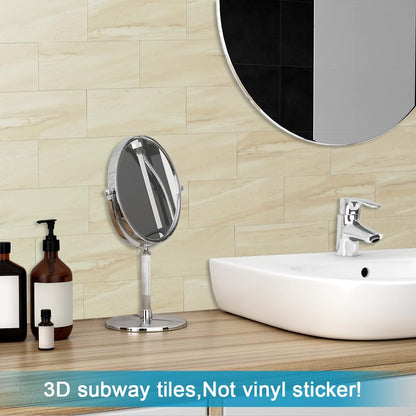 BeNice Peel and Stick Backsplash Large Bathroom Subway Tiles,Kitchen Shower Wall Stickers Waterproof(23Tiles) Gray White