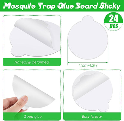 48 Pcs Round Insect Trap Refillable Glue Boards Sticky Fruit Fly Trap Mosquito Fly Killer for Mosquitoes Fruit Flies Gnats Moths Fits Most Models Indoor Outdoor Lamp (4.3 Inch)