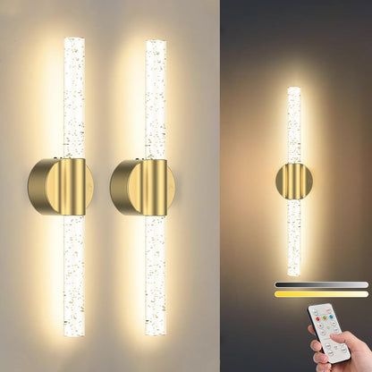Peel and Stick on Battery Operated Wall Sconces Set of 2, Gold Wireless Magnetic Rechargeable Wall Lights with Remote & Touch Control, No Drill 3CCT Dimmable Wall Lamp for Bedroom Living Room Decor