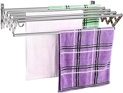 Expandable Wall Mounted Folding Clothes Horse Dryer Rack Retractable Laundry Drying Rack Clothes Airers Washing Line Indoor Towel Hooks Elegant70Cm,40cm