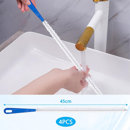 4 Pieces Drain Cleaning Brush, Sink Pipe Cleaners, Drain Brush Pipe Cleaning, Flexibly Bendable, Suitable for Toilets, Kitchen Sinks, Bathroom Bathtubs, Showers and Sewer Drains (17.71 Inches)