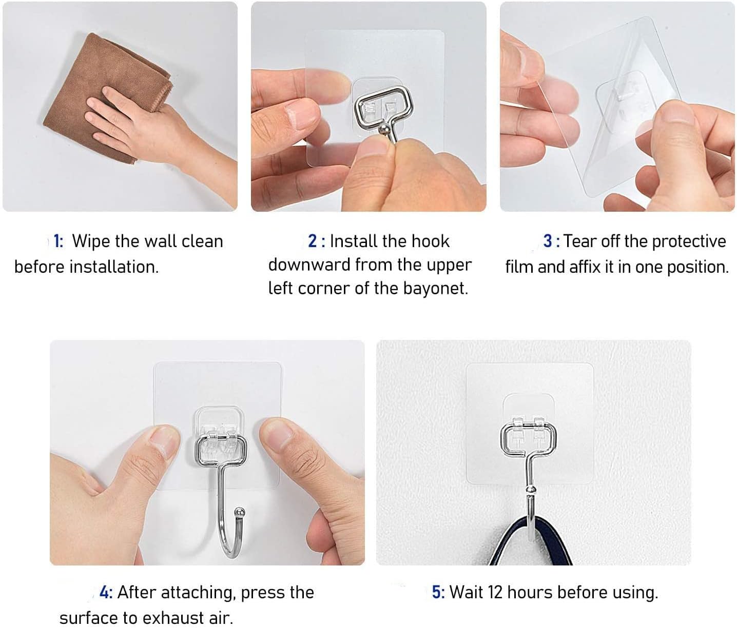 Heavy Duty Adhesive Hooks 33 lb(Max) 15KG,Waterproof and Oilproof Reusable Seamless Hooks Heavy Duty Wall Hook for Kitchen Bathroom Office 24 Pack