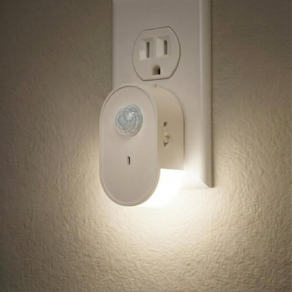 Plug in Motion Sensor Night Light, 4000K Natural White LED, Motion Activated Dusk to Dawn Sensor, 1W Eye-Protective Wall Lamp for Hallway, Stairs, Bathroom, Bedroom, Kitche