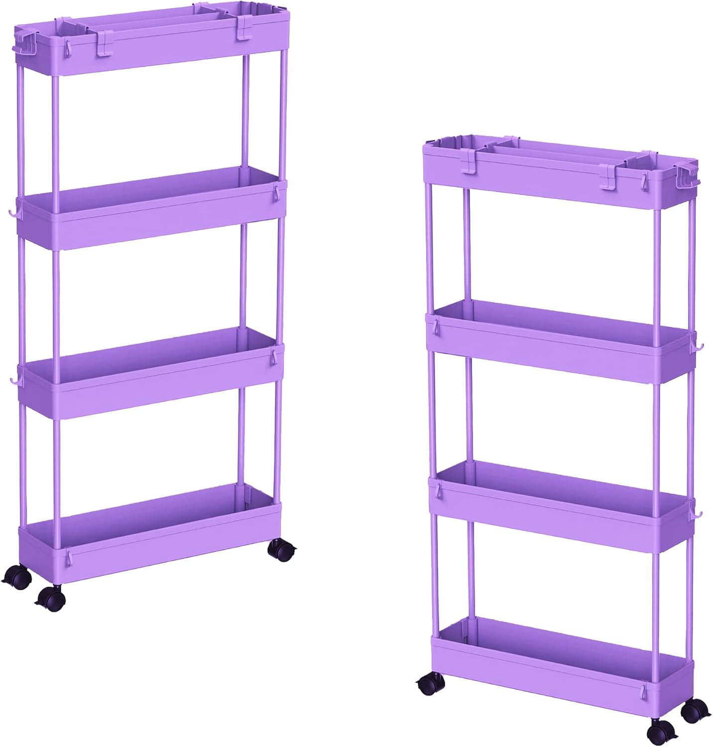 SPACELEAD Slim Storage Cart 4 Tier,Bathroom Organizer Rolling Utility, Mobile Shelving Unit Slide Out for Office, Kitchen, Laundry Room & Narrow Places,White