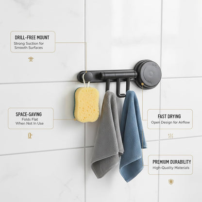 Foldable Wall Mounted Drying Rack, Adhesive Sponge Holder for Smooth Surfaces, Space Saving Storage for Rags and Cloths (1 PC)