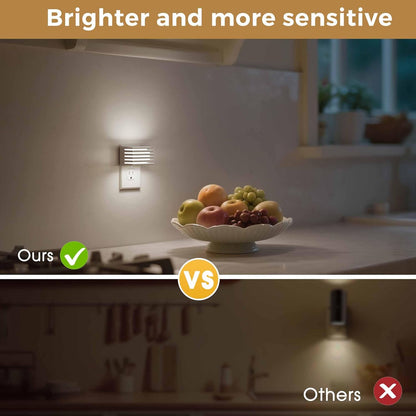 L LOHAS LED Motion Sensor Night Lights, [2 Pack] Dimmable Night Light Plug into Wall with Dusk-to-Dawn Sensor, Adjustable Brightness, 3000K Plug in Nightlight for Bedroom Bathroom Hallway (Black)