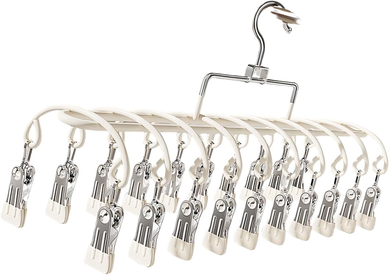 Stainless Steel Garment Hanger 20 Secure Foldable Clips Home Vacation Accessory Outdoor Portable Garment Drying Hanger