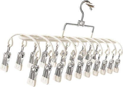 Stainless Steel Garment Hanger 20 Secure Foldable Clips Home Vacation Accessory Outdoor Portable Garment Drying Hanger