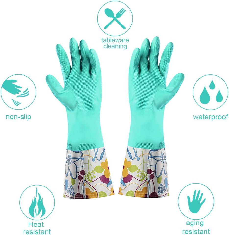 Dishwashing Rubber Gloves 3 Pairs, Aixingyun Non-Slip Household Laundry Kitchen Cleaning Gloves, Reusable PU Waterproof Latex Gloves Gift for Mom (Large, 3 Pairs)