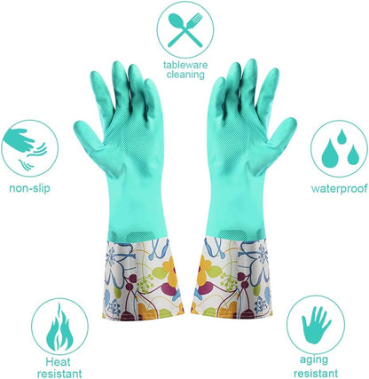 Dishwashing Rubber Gloves 3 Pairs, Aixingyun Non-Slip Household Laundry Kitchen Cleaning Gloves, Reusable PU Waterproof Latex Gloves Gift for Mom (Large, 3 Pairs)