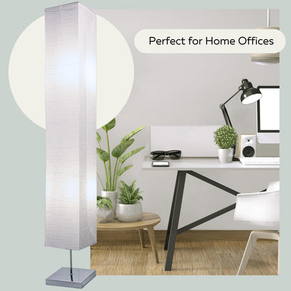 LIGHTACCENTS Home Decor Floor Lamp (Set of 2) 59 Inch Paper Floor Lamp Pair with Polished Chrome Base, Room Decor Lamps for Living Room, Rice Paper Lantern Lights, On/Off Footswitch